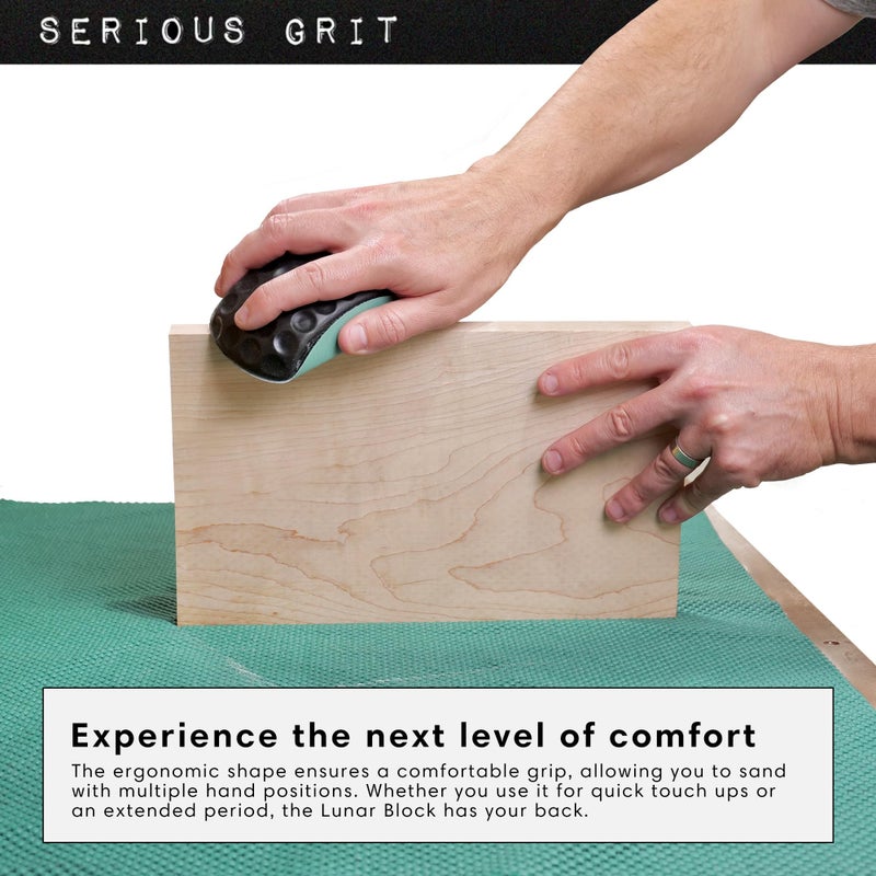 Serious Grit - Lunar Block 5-Inch Hand Sanding Pad - Fits 5" Hook & Loop Sandpaper Discs - Patented Ergonomic Design for Woodworking, Furniture Refinishing, Automotive, Home, Arts & Crafts - Image 4