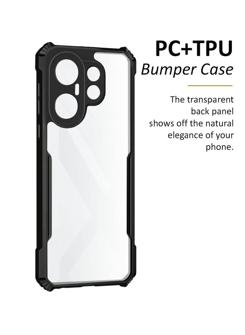 Wtech vivo X200 FE 5G 2025 Hybrid TPU Silicone with Raised Armour Bumpers Slim Case Cover (MCAPSA) - Clear/Black - Image 2