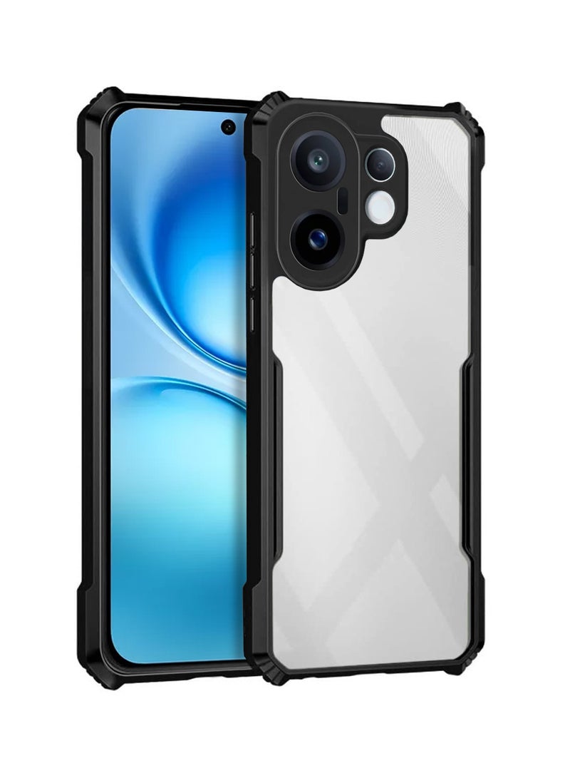 Wtech vivo X200 FE 5G 2025 Hybrid TPU Silicone with Raised Armour Bumpers Slim Case Cover (MCAPSA) - Clear/Black - Image 1