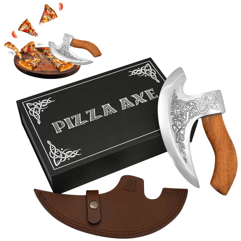 Mythrojan Pizza Axe Premium Stainless Steel Pizza Cutter with Ergonomic Handle Heavy Duty Blade for Easy Slicing Chopping Pizza