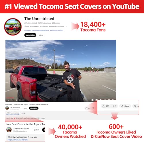 DrCarNow for Toyota Tacoma Seat Covers,Fit 2016-2022 2023 for Toyota Tacoma Leather Seat Cover Crew Cab/Double Cab WaterProof for Tacoma Accessories(Not Fit The Fourth Generation for Toyota Tacoma) - Image 2