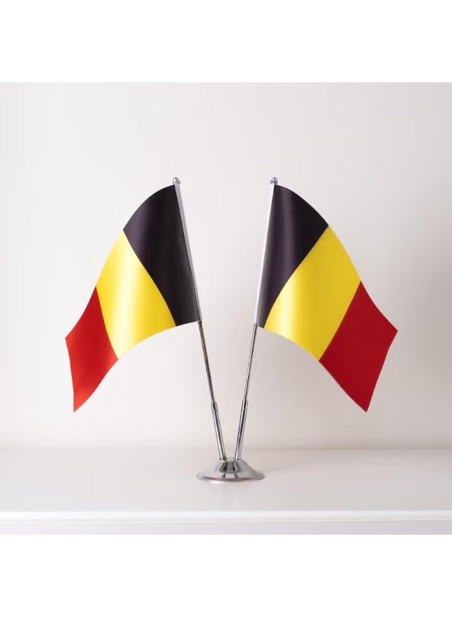 ZC Bayrak Zc Flag Belgium 2 Piece Table Flag Satin Fabric Digital Printing 15x22,5 cm - Image 1