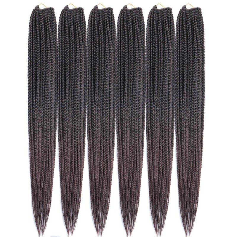 6 PacksLot 22 StrandsPack Medium Box Braids Crochet Hair 30 Inch 1cm in Diameter 3X Synthetic Braiding Hair Extensions 24 Inch T1B33