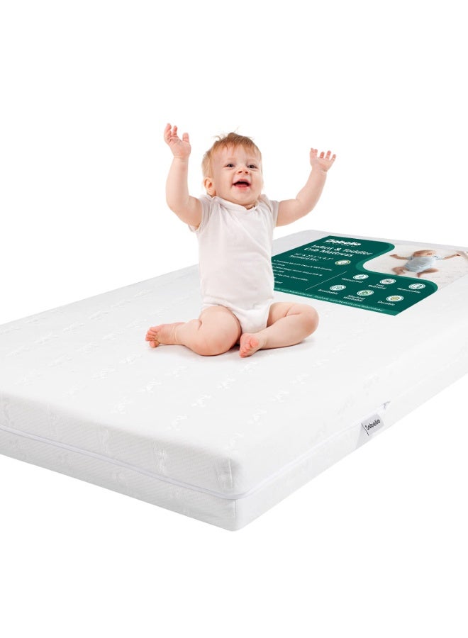 بابيليو مرتبة سرير قابلة للتهوية من BABELIO، مزدوجة الجوانب، من إسفنج الذاكرة، مقاومة للماء، غطاء قابل للإزالة والغسل في الغسالة، للأطفال الصغار والرضع، 52 بوصة × 27.5 بوصة - Image 1