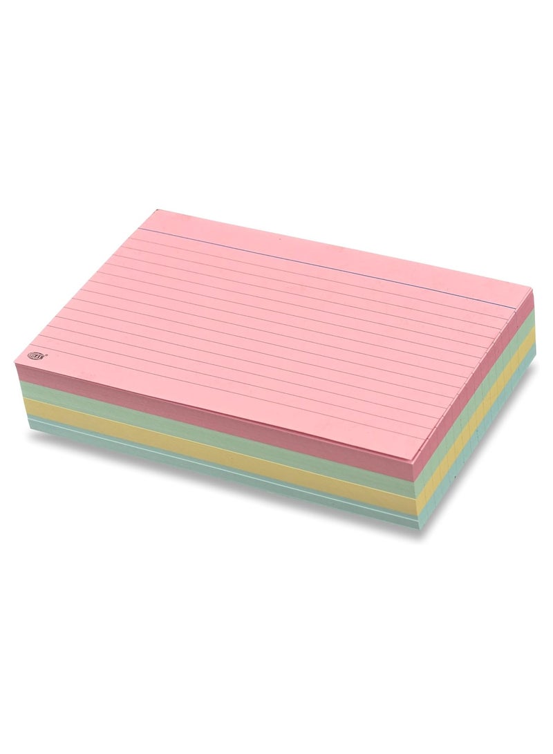 FIS بطاقات تسجيل FIS® ذات خطوط أو بطاقات فهرسة، الحجم: 6"x4" بوصات (152x102 مم)، ذات خطوط مفردة على الجانبين، 240 جرام/متر مربع، 100 ورقة لكل عبوة، عبوة من 3 قطع، 4 ألوان متنوعة - FSIC644C-3 - Image 2