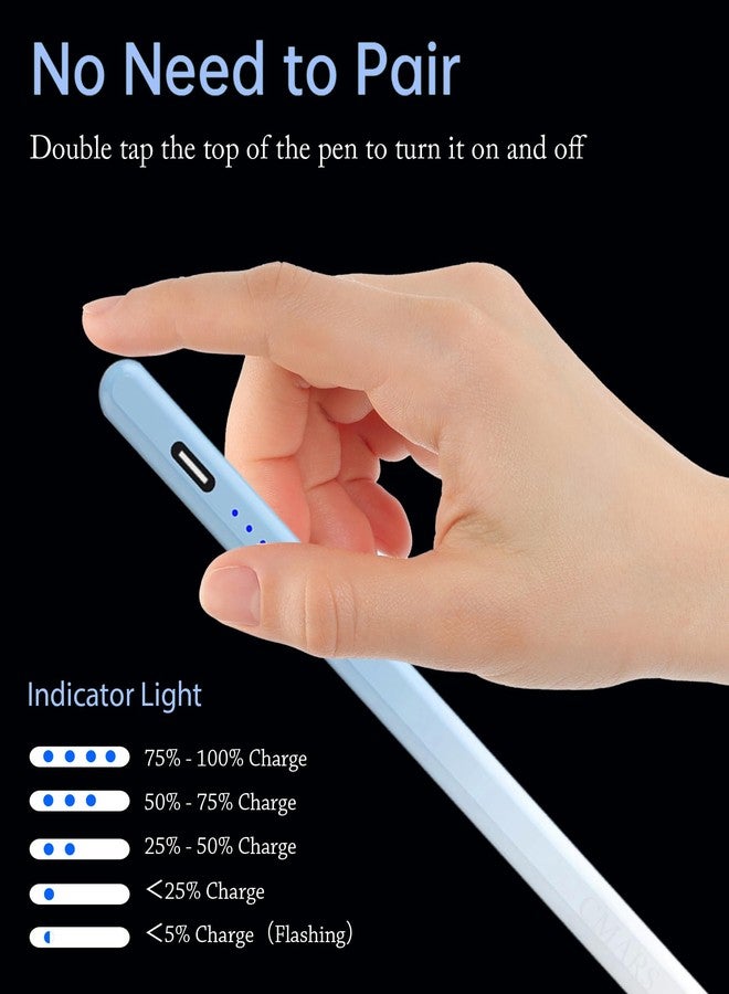 CMARS Stylus Pen for iPad(2018-2023), iPad Pencil 10th Generation with Palm Rejection, Magnetic, iPad Stylus Pen Compatible with Apple iPad Pro 11/12.9 inch, iPad Mini 5/6/Air3/4/5, iPad 6/7/8/9/10-Blue - Image 4