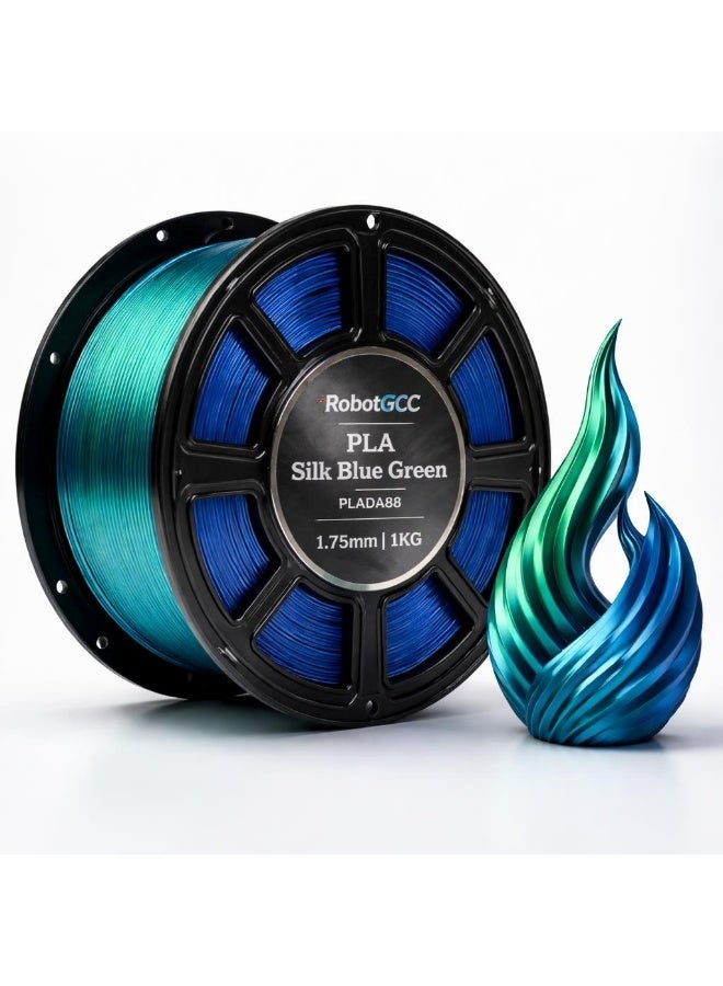 Silk Pla Blue Green Gradient 1 75Mm 3D Printer Filament 1Kg Dual Color Silk Pla Filament Metallic Gradient Pla Filament Color Changing Pla Filament Smooth Glossy Finish Pla Material For Fdm Printing High Quality Pla Filament Stable Extrusion Consiste
