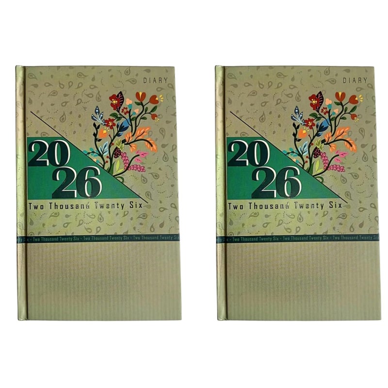 TULMAN 2026 Diary Hardcover Design Everyday Notebooks (22x14 cm), Best for Study Planner, Personal Journal, Business Planning & Stationery Lovers - muted green - 2 Pack - Image 1