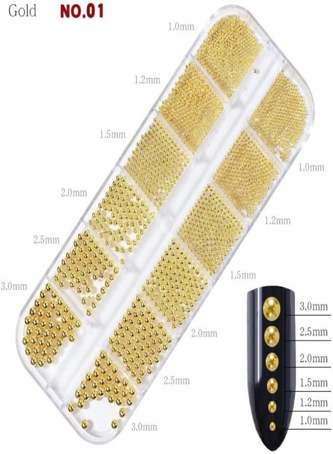DRIVIJI Metal Art Beads, 3D Design Decoration Mini Stainless Steel Balls, Accessories, Rhinestones Mixed for Nail Art (Gold) - Image 3