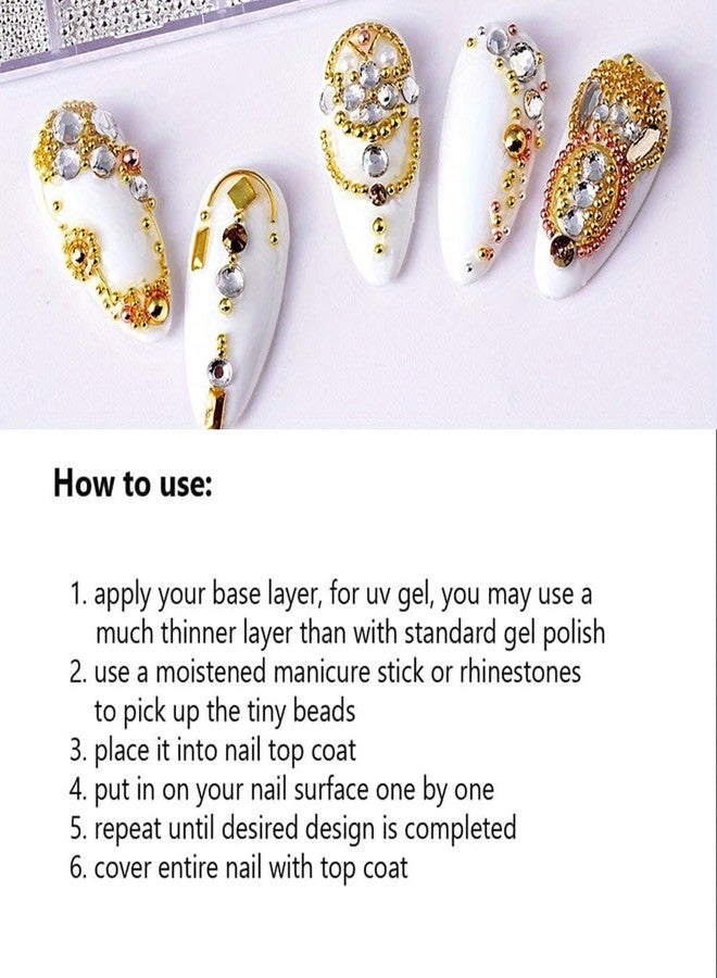 DRIVIJI Metal Art Beads, 3D Design Decoration Mini Stainless Steel Balls, Accessories, Rhinestones Mixed for Nail Art (Gold) - Image 4