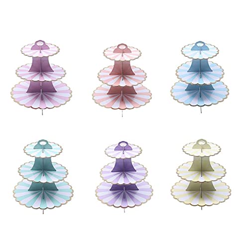 CHOCO DECOR Chocodecor Paper Cardboard 3-Tier Treat Tree Cupcake Stand for Cake Table Decoration, Multi Color, Pack of 1 - Image 1