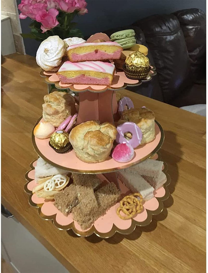 CHOCO DECOR Chocodecor Paper Cardboard 3-Tier Treat Tree Cupcake Stand for Cake Table Decoration, Multi Color, Pack of 1 - Image 5