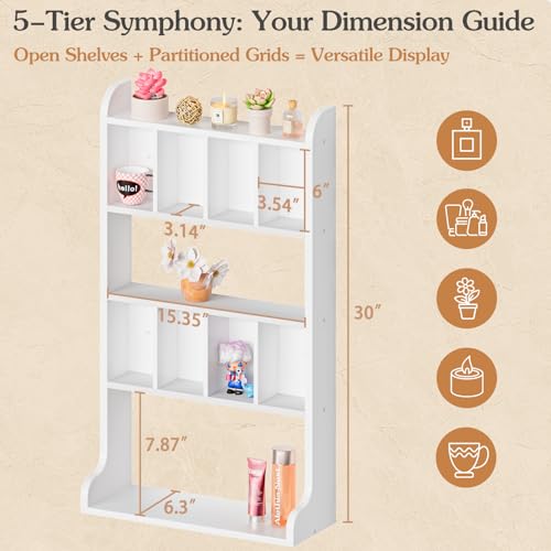 Keebofly Perfume Organizer Wall Mount & Large Cologne Display Case - Wooden Multi-Tier Trinket Shelf for Fragrances, Collectibles, Figures, Miniatures, Cosmetics and Shot Glasses, White - Image 3