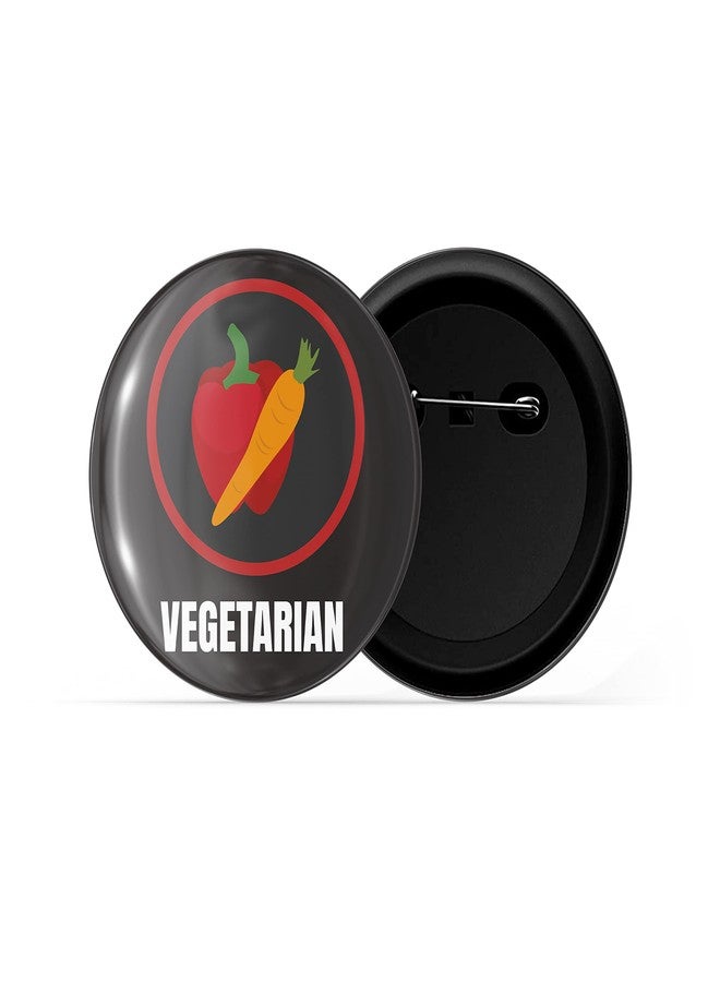 dhcrafts Pin Badges Black Vegetarian Glossy Finish Design Pack of 1 (58mm) - Image 2