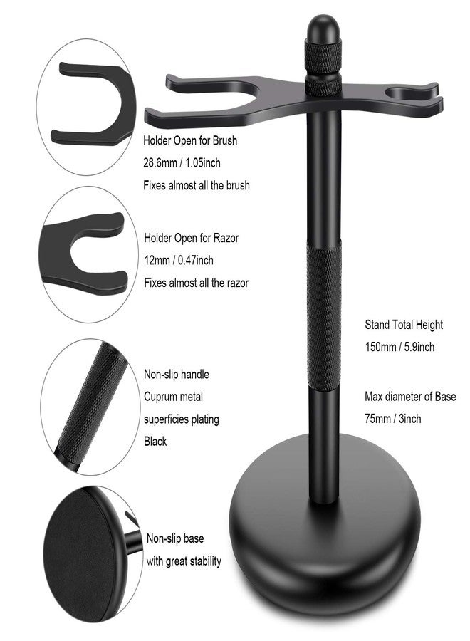 PerPro Deluxe Black Shaving Razor Stand Holder with Shaving Brush Kit,Compatible with Cartridge Razor,Gillette Razor,Safety Razor,Badger Shaving Brush - Image 2