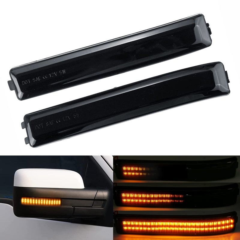 2Pcs Sequential LED Side Mirror Marker Light Turn Signal Lamp Smoked Lens Compatible with Ford F150 F150 Raptor 20092014