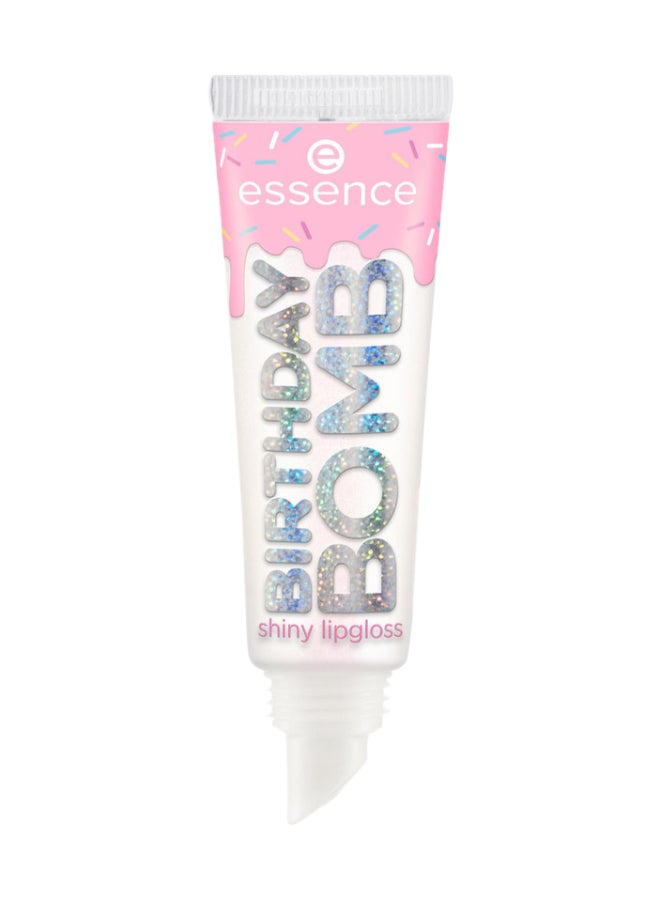Essence Birthday Bomb Shiny Lip Gloss | 01 Cake My Day | Transparent Gloss with Pink Shimmer | Non Sticky | Vegan | Paraben & Microplastic Free | Radiant Fresh Natural Look | 10ml Cake My Day - Image 2