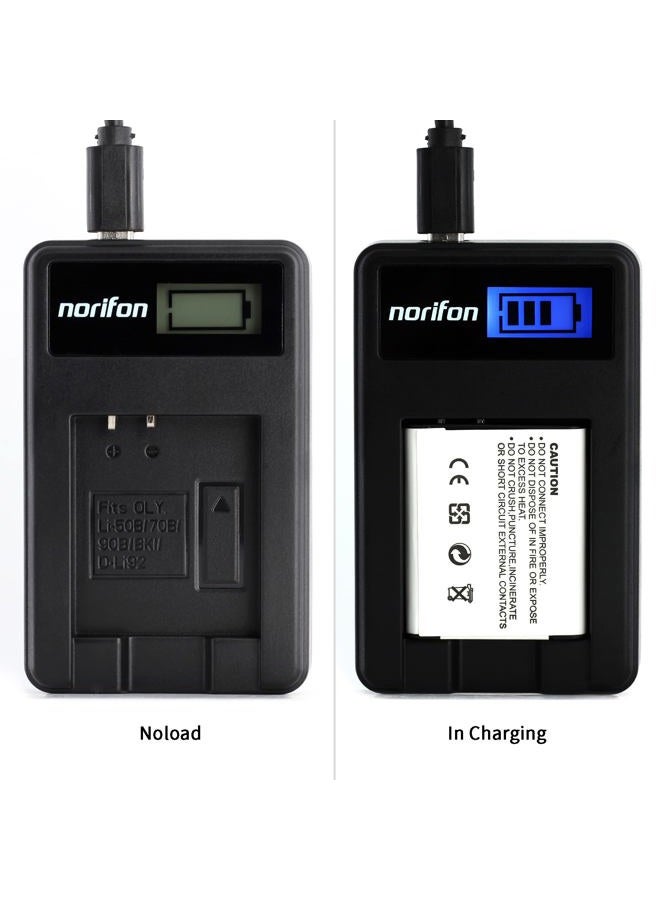 Norifon D-LI92 LCD USB Charger for Pentax Optio I-10, RZ10, RZ10 Lime, RZ10 Violet, RZ10 White, RZ18, WG-1, WG-1 GPS, WG-2, WG-2 GPS, WG-10, WG-3, WG-3 GPS, X70 Camera and More - Image 4