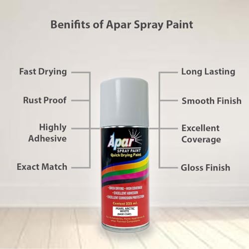APAR Spray Paint Pearl Arctic White- Base Coat (RC Colour Name) +PC Compatible for Maruti Cars(Before 2023 model) -225 ml (Pack of 2-Pcs) - Image 5