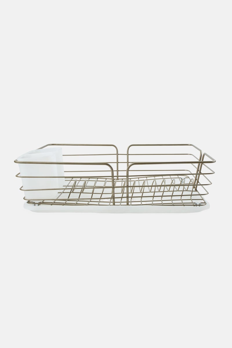 Bombay Dish Rack With Tray And Cutlery Holder, Silver - Image 2