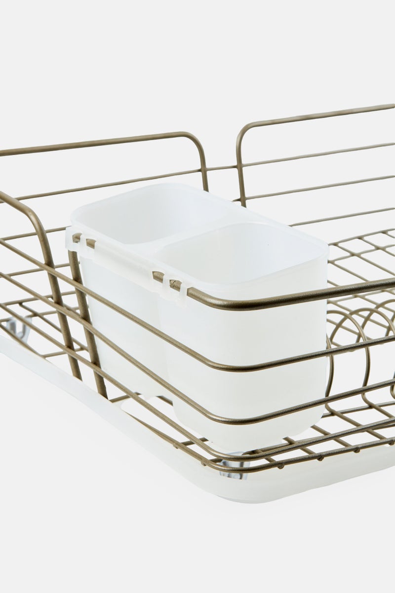 Bombay Dish Rack With Tray And Cutlery Holder, Silver - Image 3