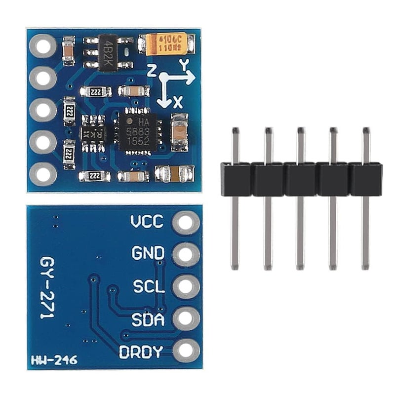 Electrobot GY271 HMC5883L 3-Axis Compass Magnetometer Sensor Module with I2C Interface for Rduino UNO Microcontrollers Robotics Drones UAV Navigation Direction Detection Projects - Image 1