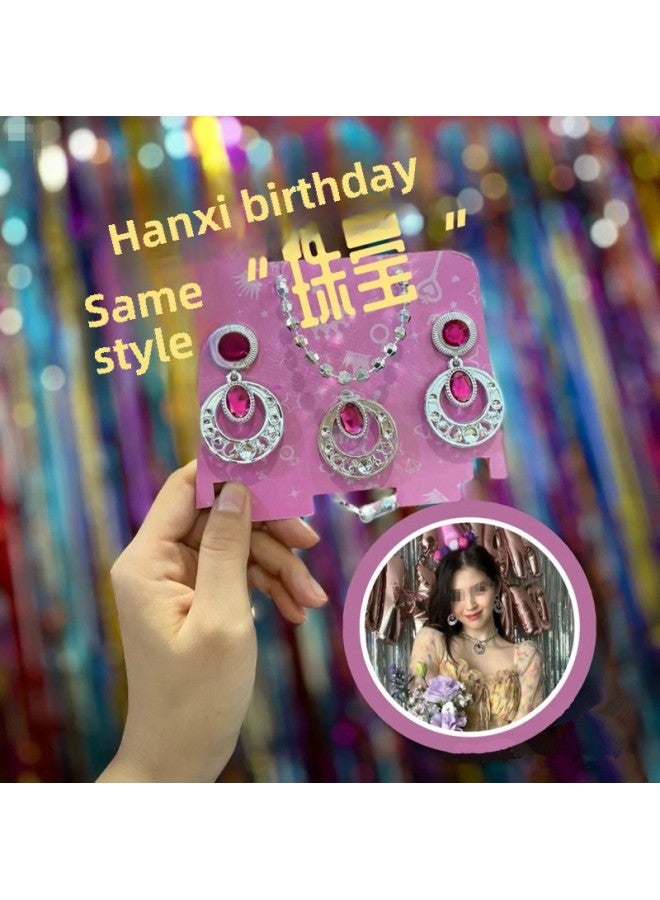 Korean Girl Jewelry Children's Toy Set Boxed Hair Accessories Earrings Necklace Children Princess Crown DIY-Color:Blue  - Image 3