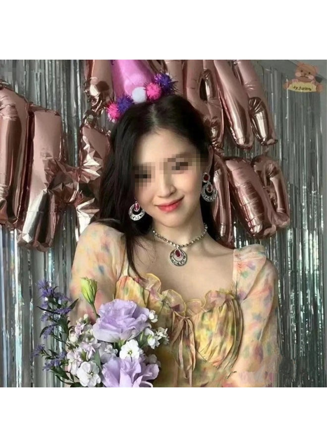 Korean Girl Jewelry Children's Toy Set Boxed Hair Accessories Earrings Necklace Children Princess Crown DIY-Color:Blue  - Image 4