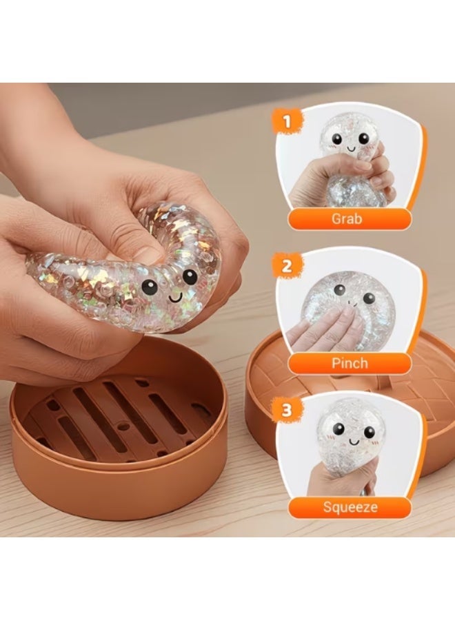 AMM 1 PCS Mystery Squishy Dumpling Dumpling Squishies Handmade Pressure Relief Balls, Easter Basket Stuffers, Dumplings Squishy for Stress Relief - Image 1