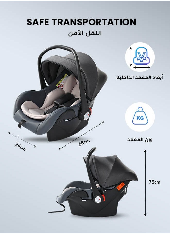 Riolio - Portable Baby Car Seat Padded Soft Material Three Point Harness Ergonomic Design with Carrier Washable from Birth to 15 Months - Image 1