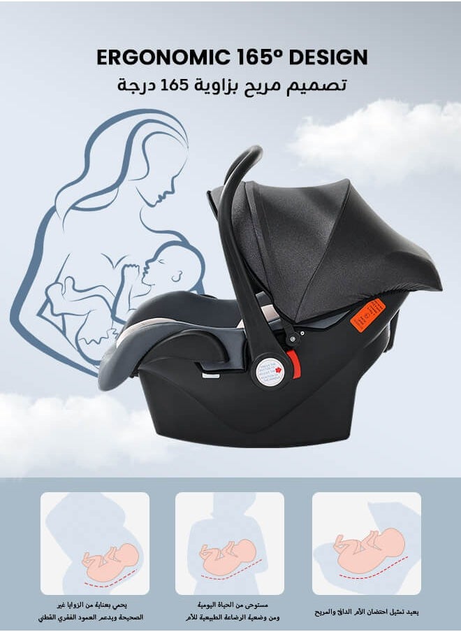 Riolio - Portable Baby Car Seat Padded Soft Material Three Point Harness Ergonomic Design with Carrier Washable from Birth to 15 Months - Image 1