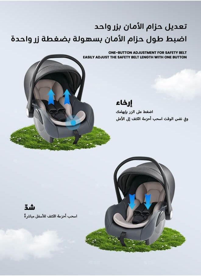Riolio - Portable Baby Car Seat Padded Soft Material Three Point Harness Ergonomic Design with Carrier Washable from Birth to 15 Months - Image 1