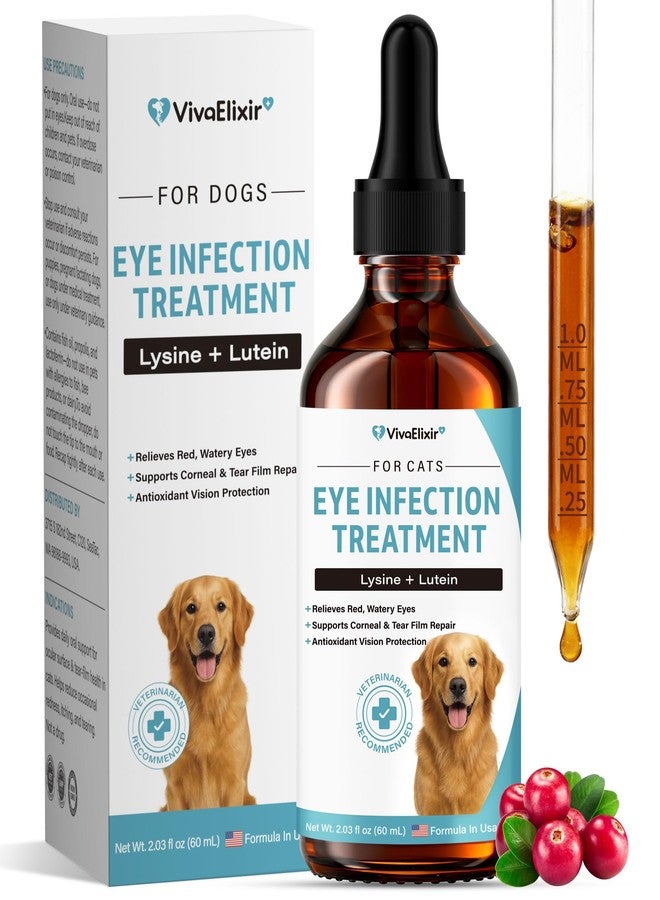 VivaElixir Dog Eye Infection & Eye Care Support Supplements | All-Natural Support for Conjunctivitis, Swelling, Dry Eyes, Tear Stains & Discharge | with L-Lysine, Omega-3 & Lutein + Zeaxanthin | 2.03 fl oz - Image 1