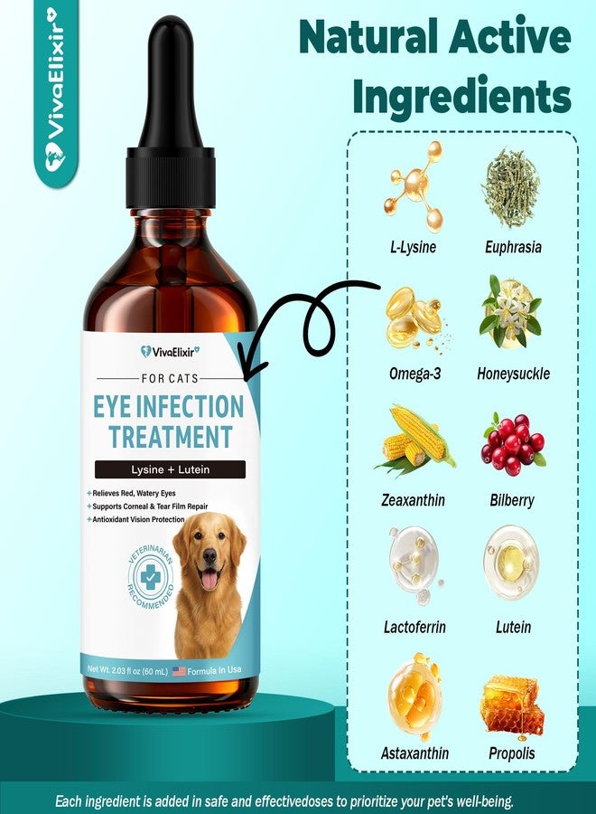VivaElixir Dog Eye Infection & Eye Care Support Supplements | All-Natural Support for Conjunctivitis, Swelling, Dry Eyes, Tear Stains & Discharge | with L-Lysine, Omega-3 & Lutein + Zeaxanthin | 2.03 fl oz - Image 3