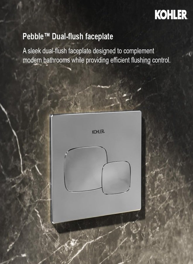 KOHLER PEBBLE Mechanical Dual-flush Faceplate in Polished Chrome color compatible with Kohler Mechanical in-wall tank or cistern tank - Image 2