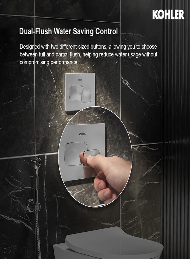 KOHLER PEBBLE Mechanical Dual-flush Faceplate in Polished Chrome color compatible with Kohler Mechanical in-wall tank or cistern tank - Image 3