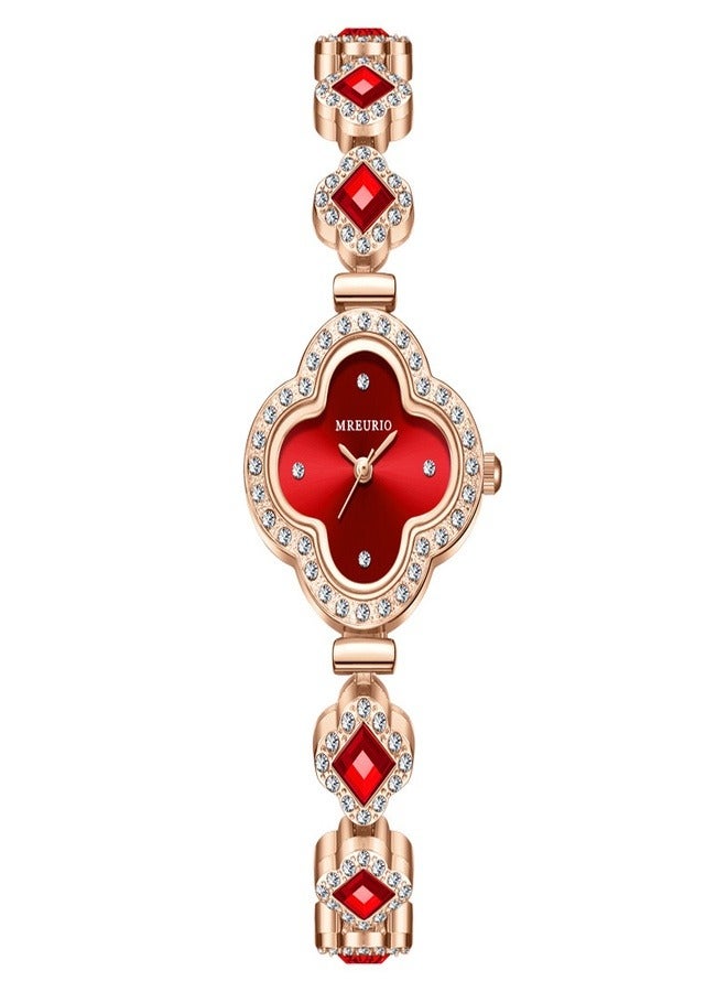 MREURIO Luxury women's watch , gold rose-plated with sparkling crystals and an elegant bracelet 