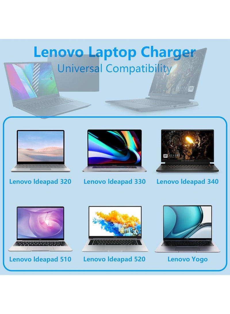شاحن لابتوب Cabuty بقدرة 65 واط، محول طاقة بجهد 20 فولت وتيار 3.25 أمبير، مناسب لأجهزة Lenovo Ideapad Slim 1i و3i و5i و1 و3 و5 و100 و110 و110S و120S و130S و310S و320S و330S و510S و520S و530S وسلسلة Flex 5 و4 و6، وموديلات 14 و14iwl و15، مزود بكابل طاقة. - Image 3
