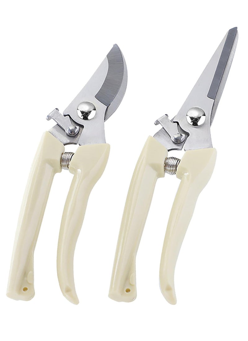 Generic Garden Pruning Shears Set - 2 Pack, 1 Bypass Pruner+1 Straight Blade Scissors, Sharp Garden Shears for Cutting Flowers, Trimming Plants, Bonsai, Fruits Picking  - Image 1