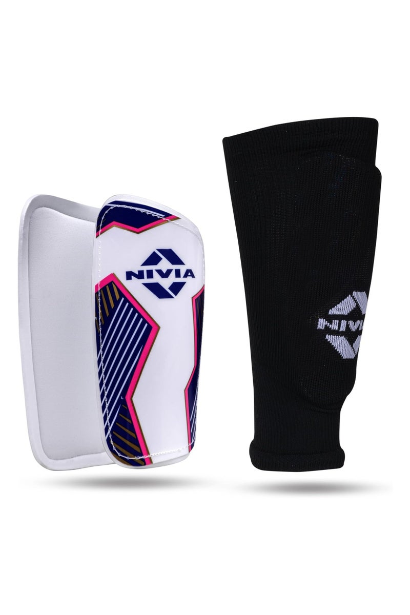 Nivia Classic Shin Guards with Sleeves For Youth & Adults | For Football Games Matches | Training, Basketball | Baseball | Cycling | Light Weight & Breathable with Lycra Sleeves - Image 1