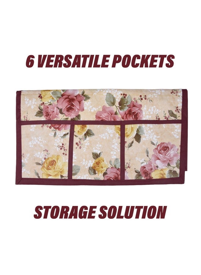 Kuber Industries Kuber Industries Fridge Top Cover | PVC Fridge Top Cover | Flower Fridge Top Cover | Refrigerator Cover with 6 Side Pockets | Refrigerator Top Protector | Appliance Cover | Beige  - Image 5