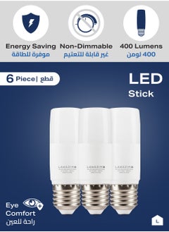 LAWAZIM 5W LED Stick E27 - 6 Piece 6500K Daylight - Energy Saving 35W Equivalent Non-Dimmable Lightbulbs with 400 Lumens and a Lifespan of 15,000 Hours - for Wall Sconces, Desk Lamps, and Garage Use  - Image 3