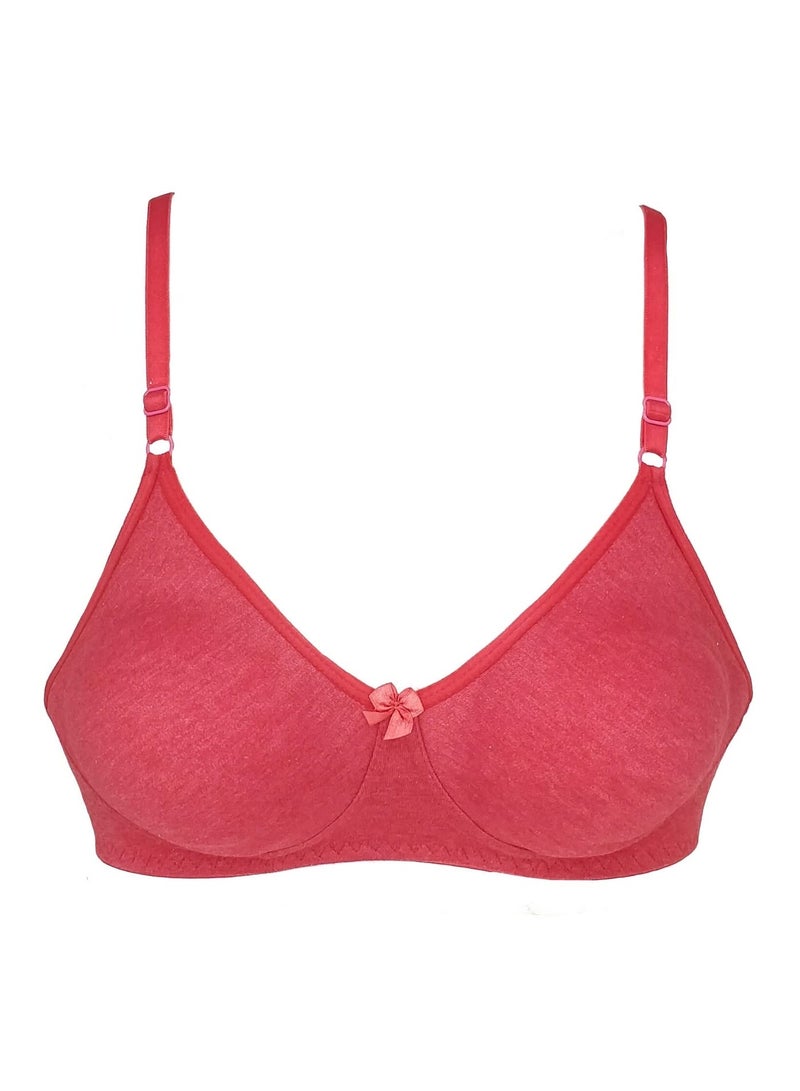 Love Bell High Coverage Cotton Bra - Everyday T-shirt Bra for Women - Seamless, Moulded Soft Cup (B, Spicy Red, 32) - Image 2