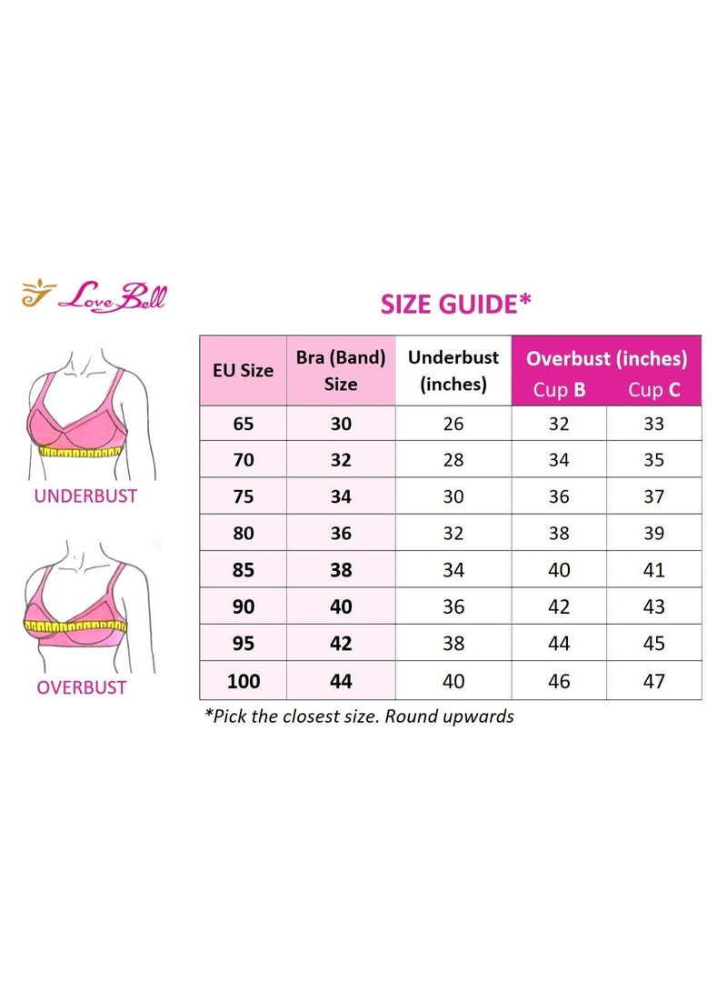 Love Bell High Coverage Cotton Bra - Everyday T-shirt Bra for Women - Seamless, Moulded Soft Cup (B, Spicy Red, 32) - Image 3
