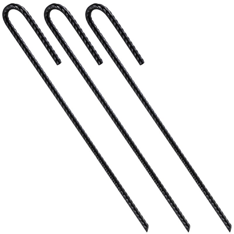 Wensilon Rebar UJ Hook Extra Heavy Duty 12 inch x 14 inch Rust Proof Coated Steel Ground Anchors for Garden Tent Trampoline 10pcs JHook - Image 2