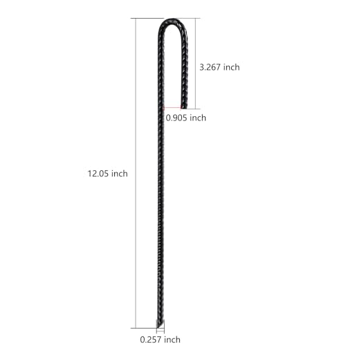 Wensilon Rebar UJ Hook Extra Heavy Duty 12 inch x 14 inch Rust Proof Coated Steel Ground Anchors for Garden Tent Trampoline 10pcs JHook - Image 3