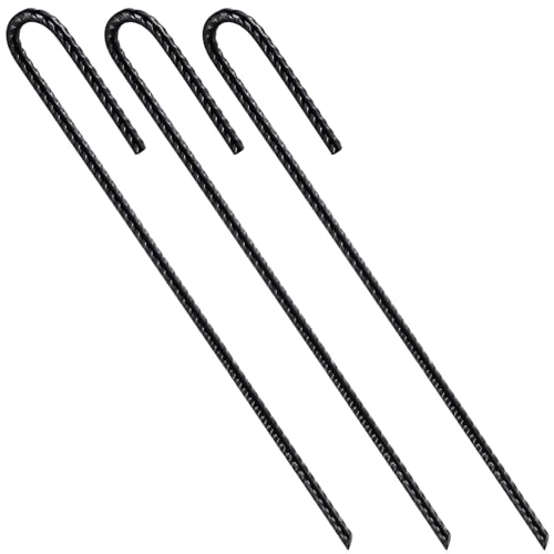 Wensilon Rebar UJ Hook Extra Heavy Duty 12 inch x 14 inch Rust Proof Coated Steel Ground Anchors for Garden Tent Trampoline 10pcs JHook - Image 1