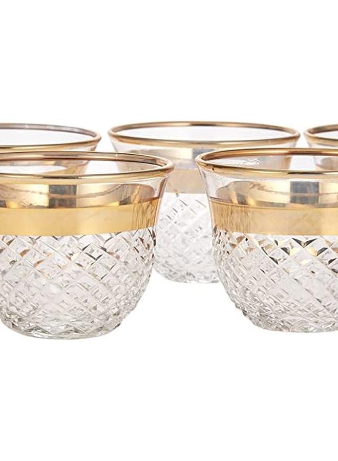 أبكا تركيا خمر أكواب الشاي التركي مجموعة أكواب من 6 للحزب أكواب الشاي العربية 6 قطعة طقم فناجين كاوا الذهب Dkr - Image 3