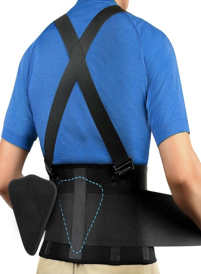 FITTOO Back Brace with Removable Suspenders & Lumbar Pad for Back Pain Relief, Heavy Lifting Support, Moving and Warehouse Jobs, Lower Back Pain Protection Belt for Men & Women in Construction - Image 1