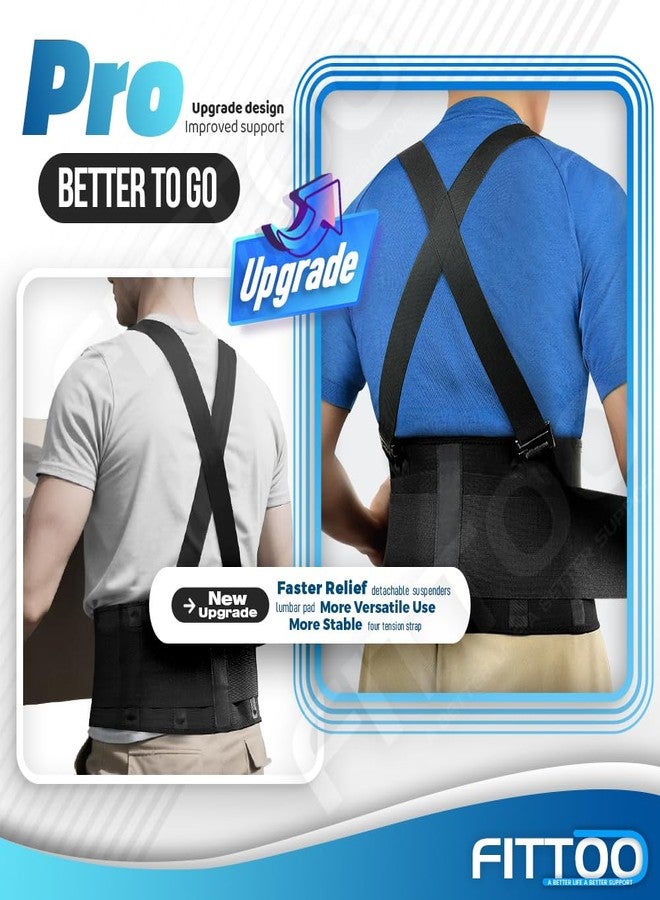 FITTOO Back Brace with Removable Suspenders & Lumbar Pad for Back Pain Relief, Heavy Lifting Support, Moving and Warehouse Jobs, Lower Back Pain Protection Belt for Men & Women in Construction - Image 2
